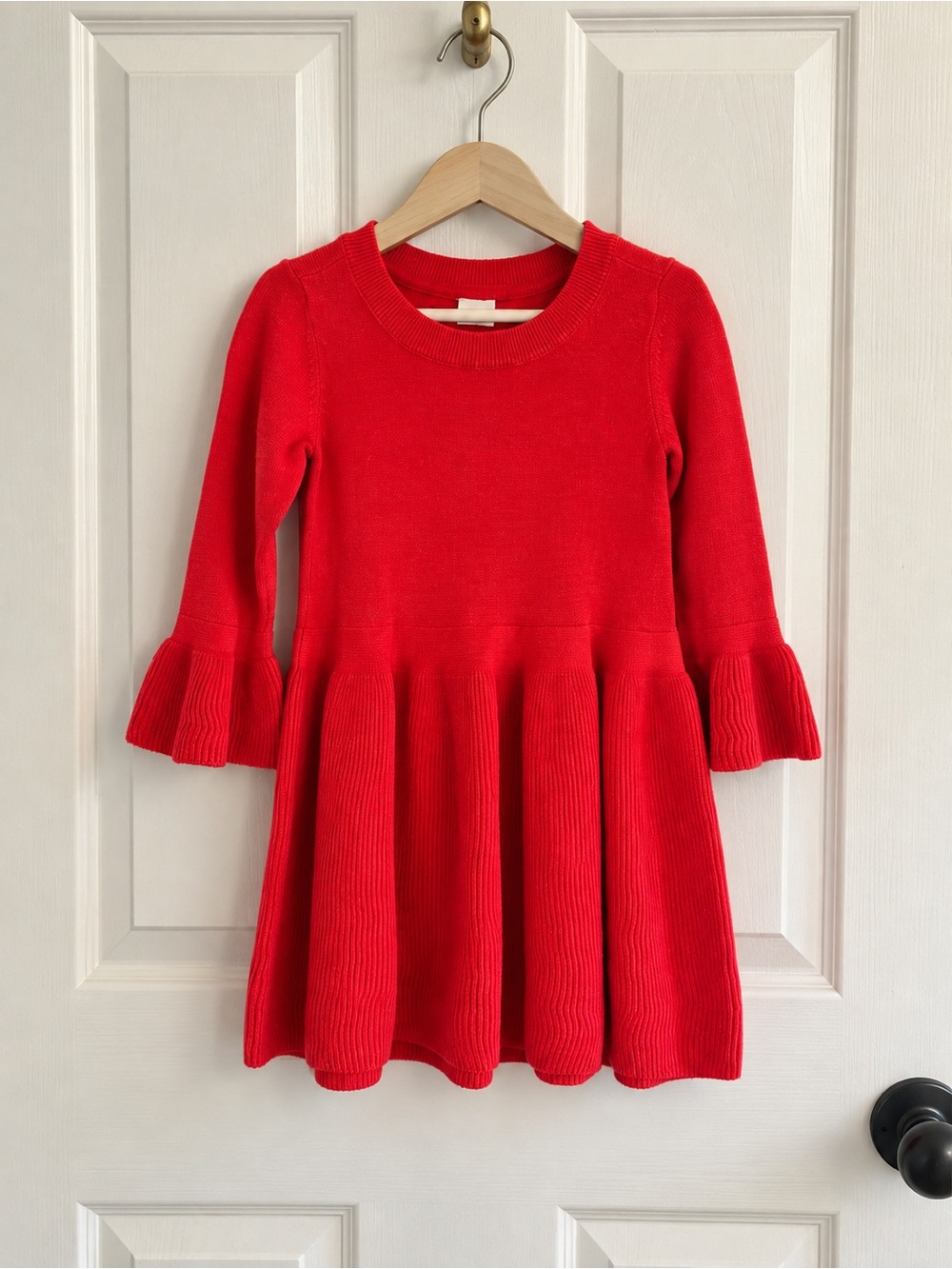 Gap Baby Red Knit Fit & Flare Sweater Dress 18-24M Bell Sleeve Holiday